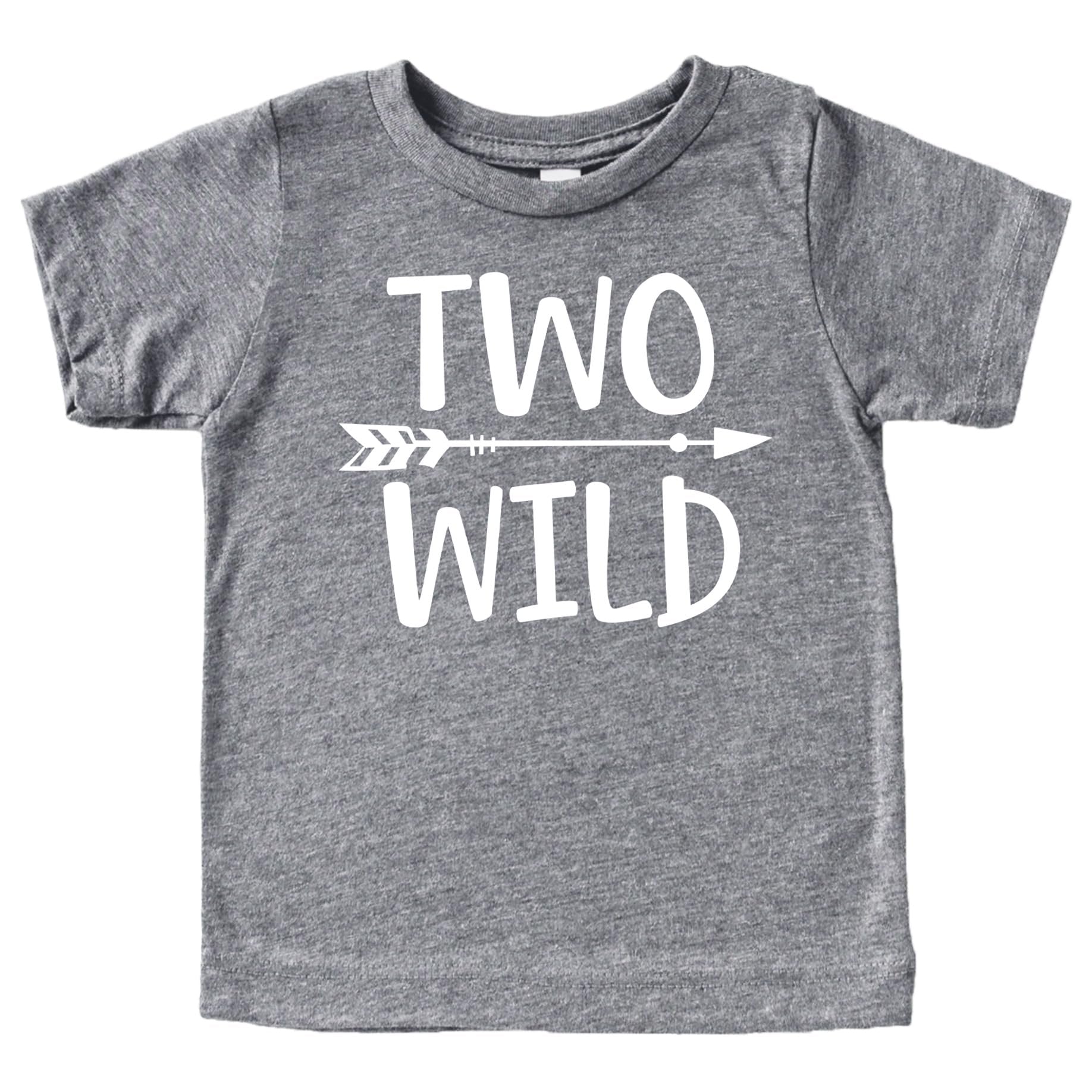 Two Wild birthday shirt for toddler boys displayed to show color and fit options