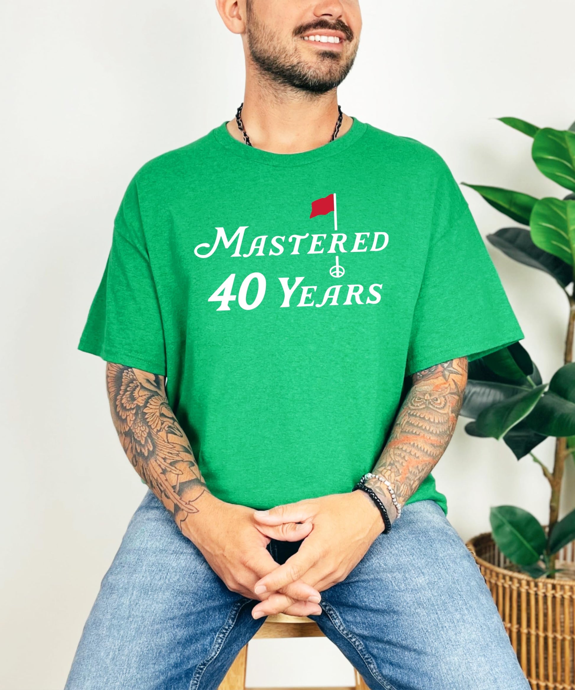 Mastered 40 Years golf birthday t-shirt styled as a gift idea for golfers turning 40