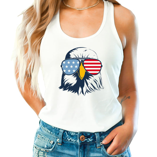Patriotic Eagle Tank Top for Women and Teens Red White and Blue 4th of July Shirt