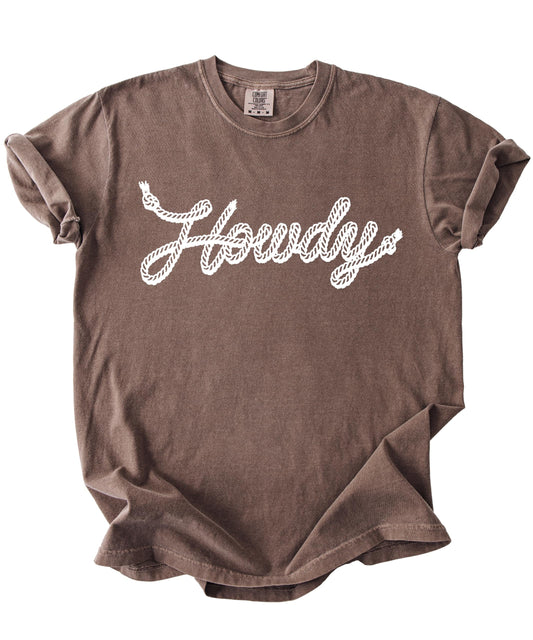 Howdy Rope Script Shirt for Women and Men Trendy Country Western Graphic Tee