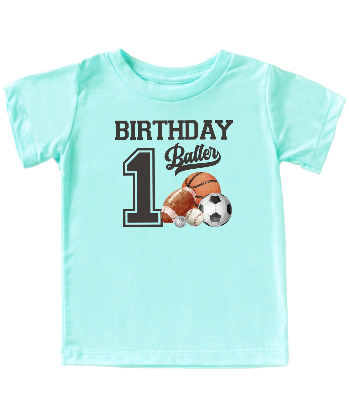 1st Birthday Baller Shirt for Boys Sports Theme Party T-Shirt for 1 Year Old