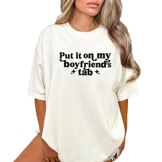 Detail shot of soft fabric and print quality on ivory funny women's quote tee