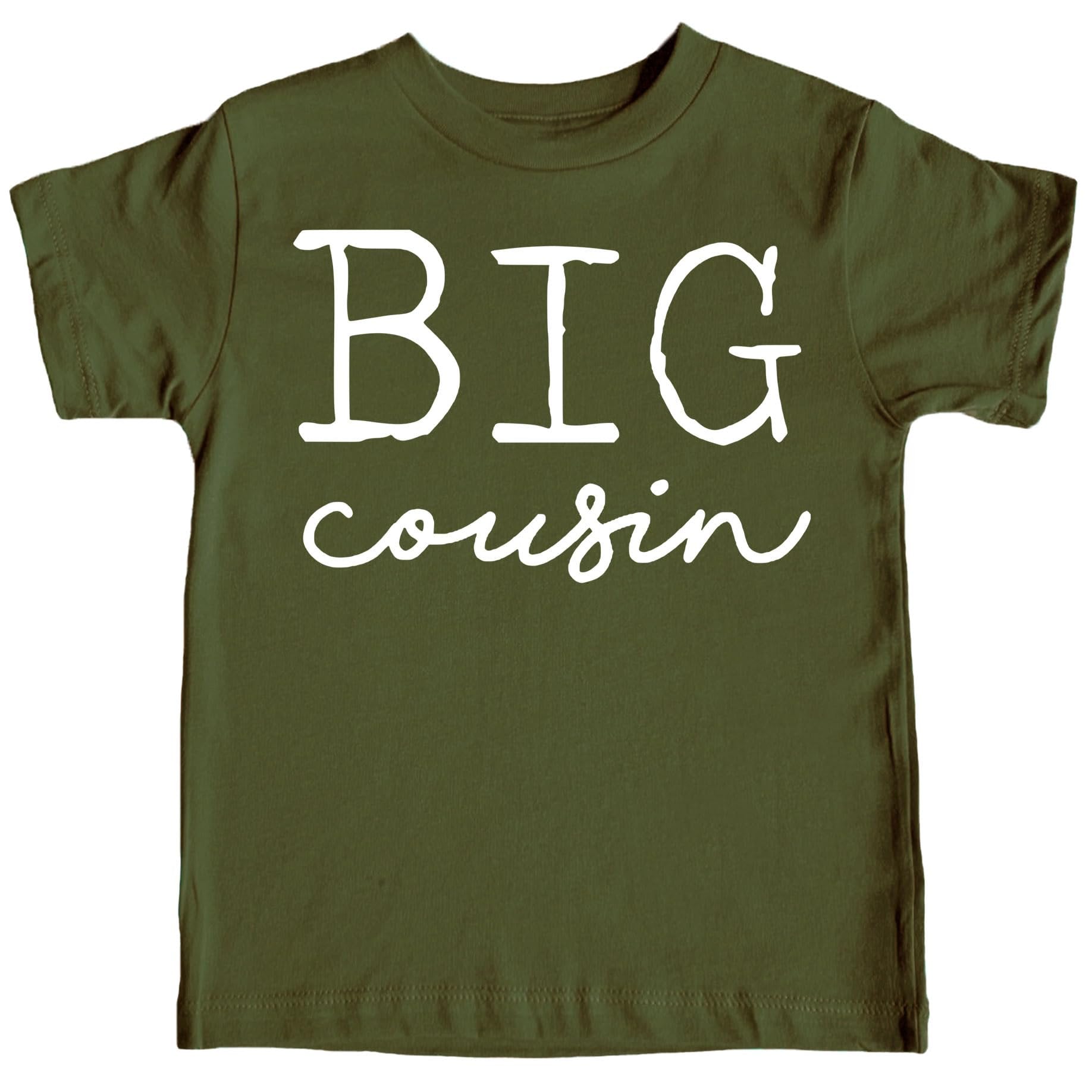 Big Cousin white graphic print on mauve toddler and youth tee from Olive Loves Apple