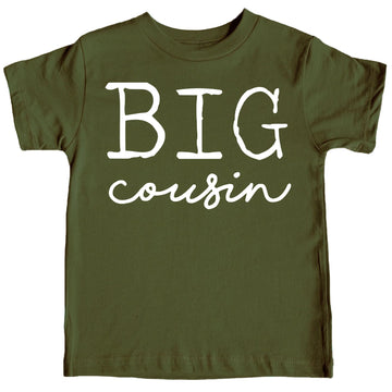 Big Cousin white graphic print on mauve toddler and youth tee from Olive Loves Apple