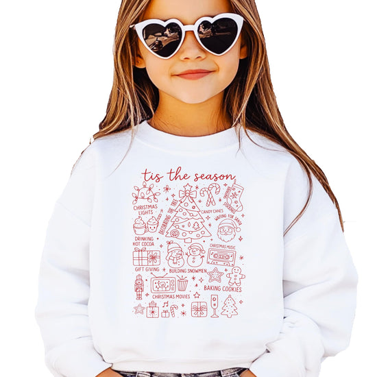 Front view of 'Tis the Season Christmas sweatshirt perfect for family holiday matching outfits