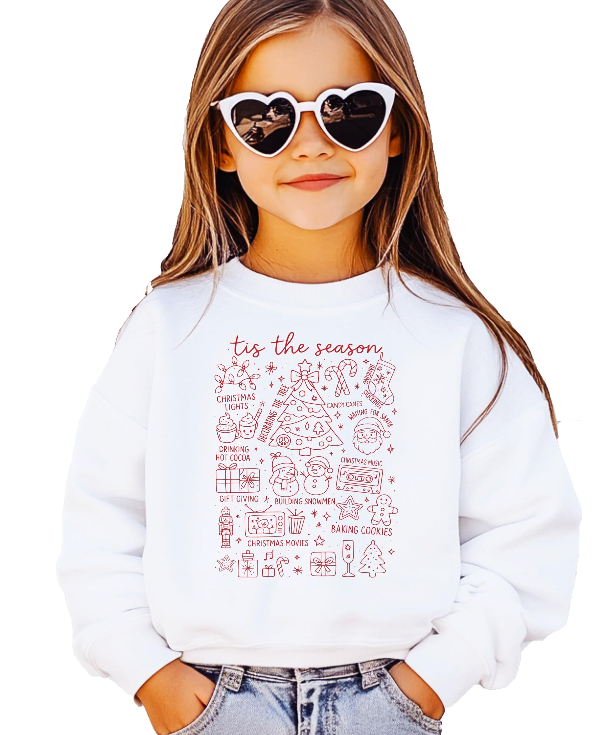 Front view of 'Tis the Season Christmas sweatshirt perfect for family holiday matching outfits