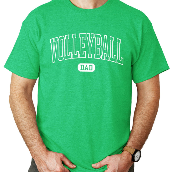 Back view of gray heather Volleyball Dad men's graphic tee