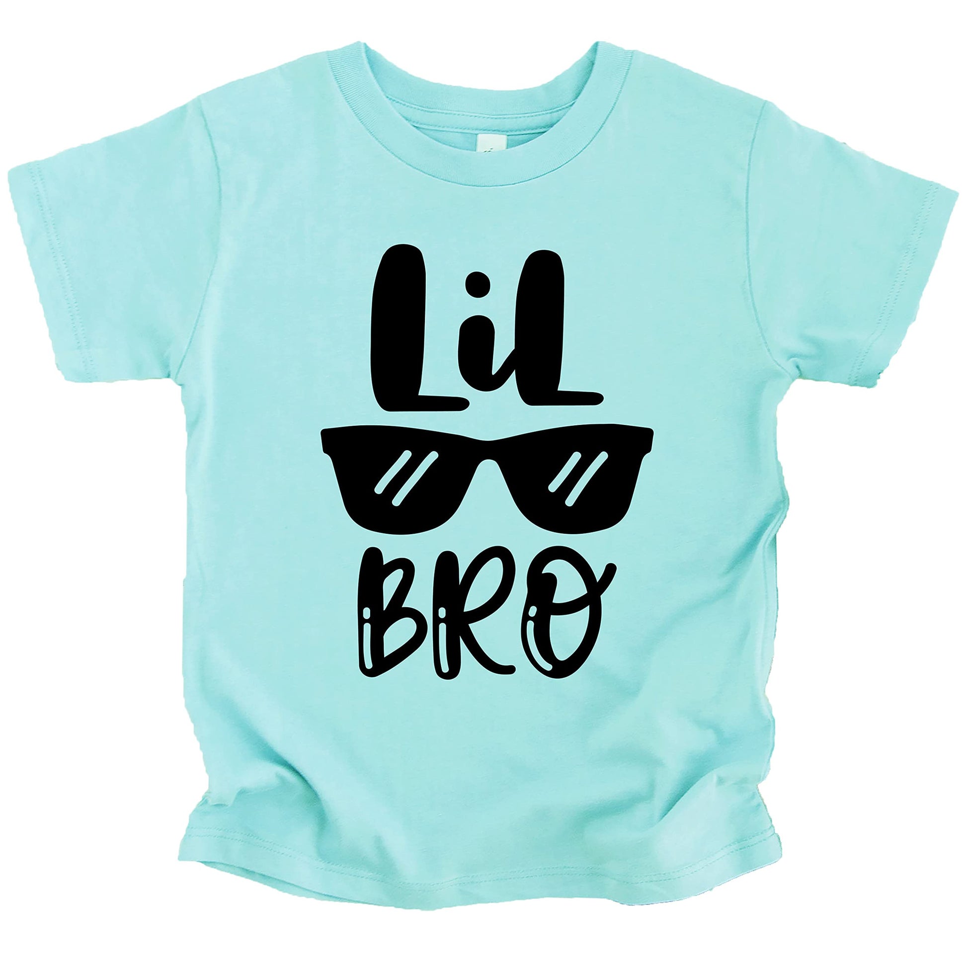 Close-up of Little Bro Glasses print on soft infant bodysuit