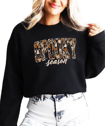Floral Spooky Season Halloween Sweatshirt for Women, Teens & Kids