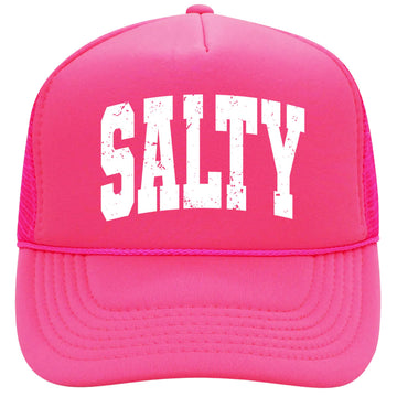 Salty Distressed Font Women & Teen Summer Trucker Hat Classic 5 Panel Foam Front Mesh Snapback