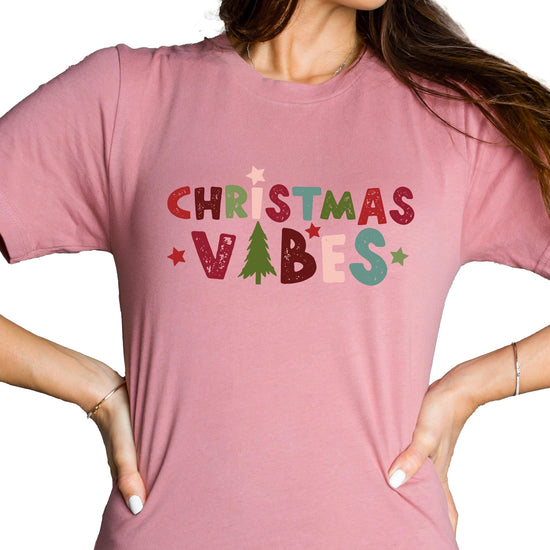Mauve Christmas Vibes Christmas Tree family matching graphic tee from Olive Loves Apple