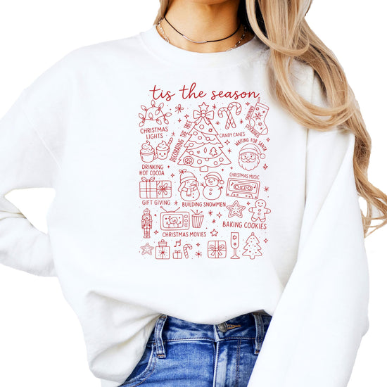 White unisex 'Tis the Season matching family Christmas sweatshirt with festive holiday graphic print