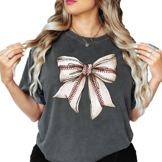 Baseball Coquette Bow Shirt for Women and Teens Trendy Girly Baseball Fan Tee