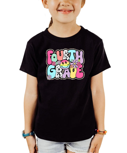 Retro Fourth Grade Shirt for Girls Back to School Groovy Girly T-Shirt