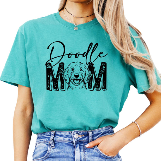Doodle mom shirt laid flat showing full front graphic design for dog lovers