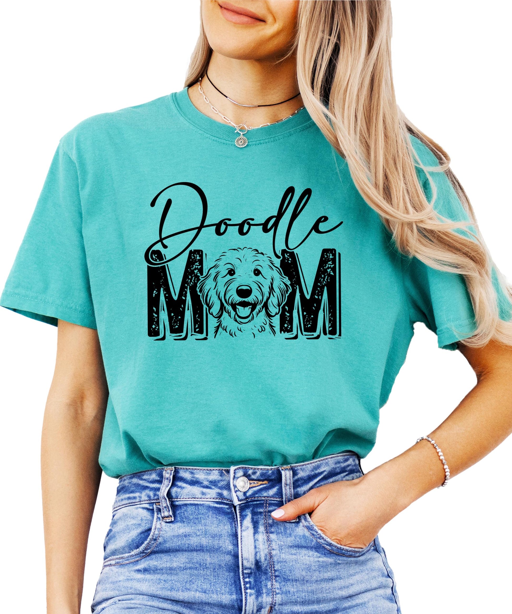 Doodle mom shirt laid flat showing full front graphic design for dog lovers