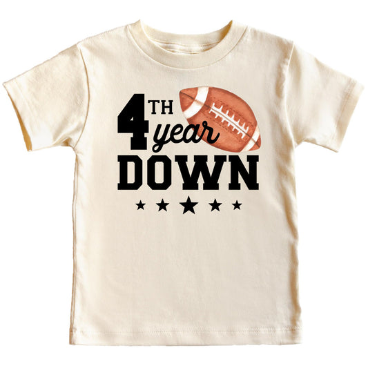 4th Year Down 4 Year Old Birthday Shirt Sports Theme Fourth Party Tee for Boys Granite Heather Shirt 5-6
