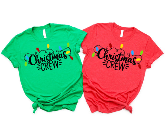Christmas Crew Lights T-Shirts for Kids and Adults Matching Family Fun Outfits