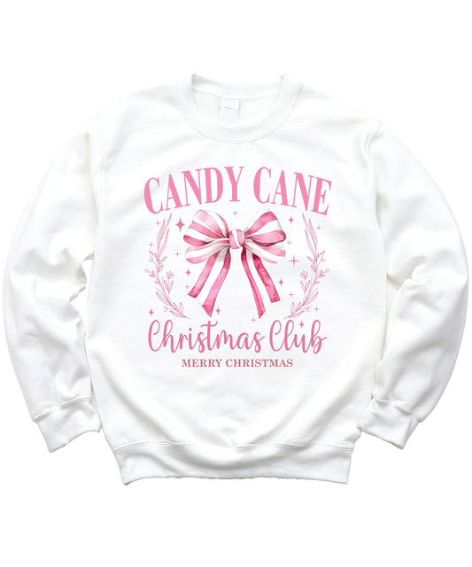 Candy Cane Christmas Club Sweatshirt for Women Teens and Girls Cute Holiday Pullover