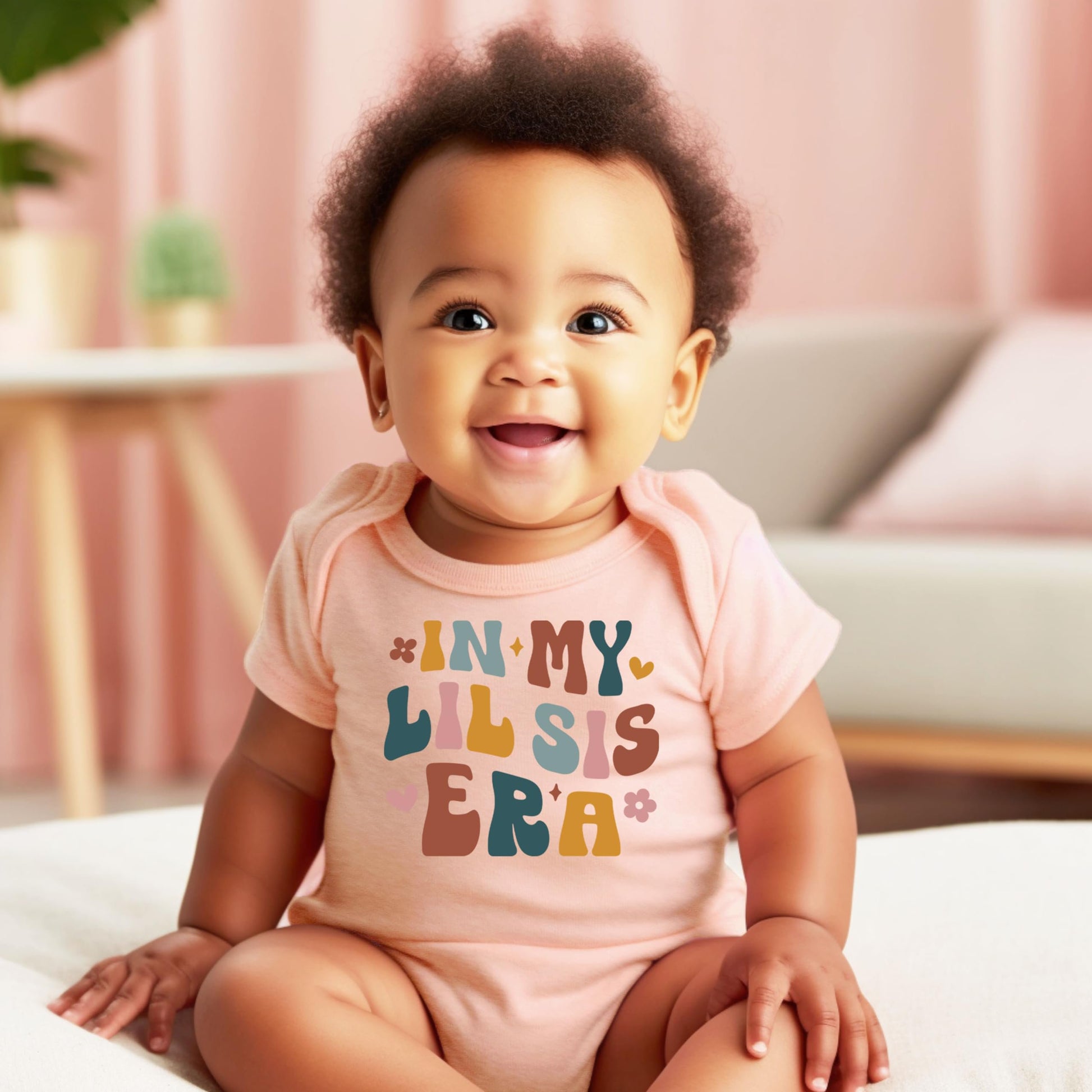 Little Sister Era bodysuit paired with Big Sis shirt for sibling matching outfit
