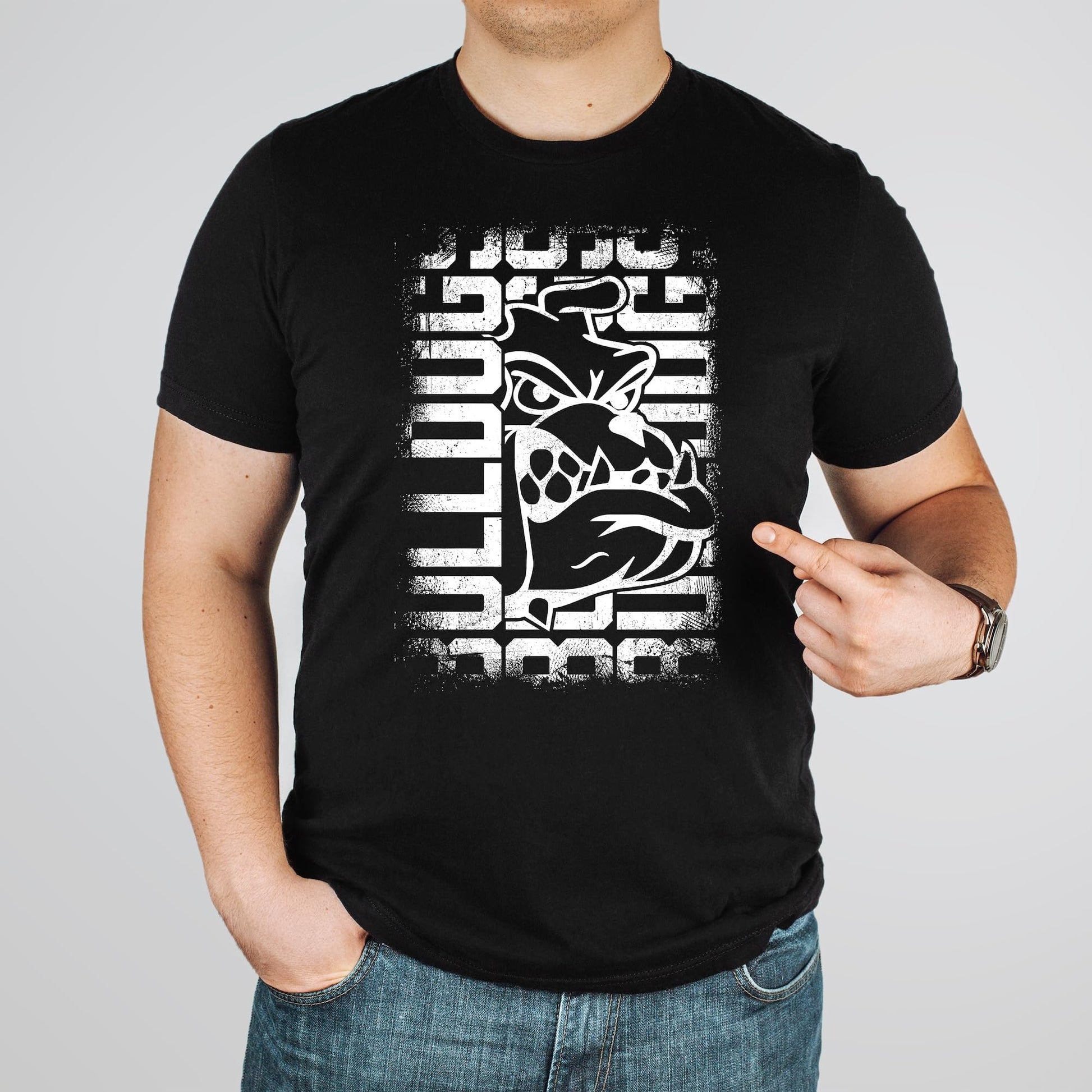 Bulldogs school spirit tee styled for game day wear, adult sizing
