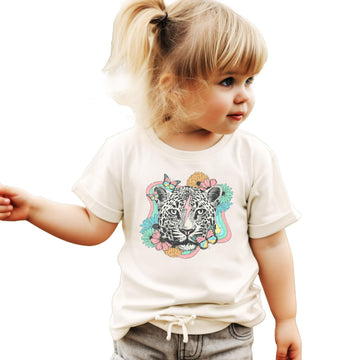 Retro Leopard & Flowers Girls Tee or Bodysuit