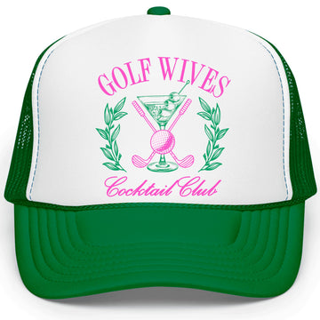 Golf Wives Cocktail Club Funny Women's Classic 5 Panel Foam Front Mesh Snap Back Trucker Hat