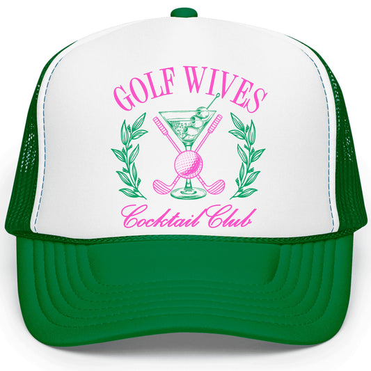 Golf Wives Cocktail Club Funny Women's Classic 5 Panel Foam Front Mesh Snap Back Trucker Hat