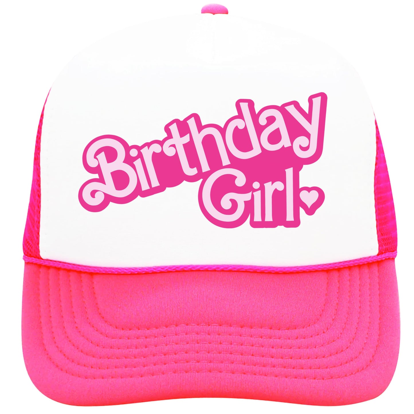 Birthday Girl Heart Hat for Women and Teens Trendy Pink Girly Adult Classic 5 Panel Mesh Snapback