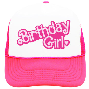 Birthday Girl Heart Hat for Women and Teens Trendy Pink Girly Adult Classic 5 Panel Mesh Snapback