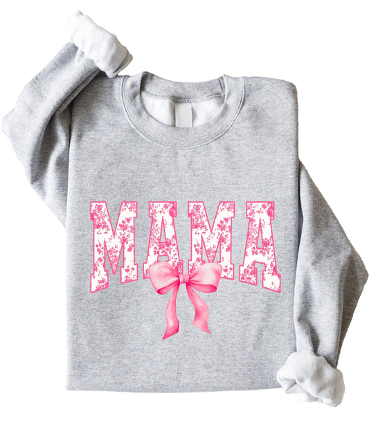 Cute Mama Sweatshirt with Pink Bow | Women's Graphic Sweater
