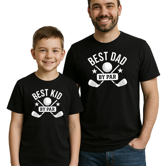 Best Kid By Par kids golf tee shown styled as part of a dad and me matching set