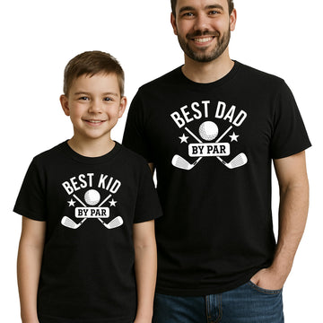 Best Kid By Par kids golf tee shown styled as part of a dad and me matching set