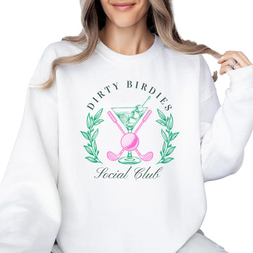 Olive Loves Apple Dirty Birdies Social Club Sweatshirt for Women Funny Ladies Golfing Sweater