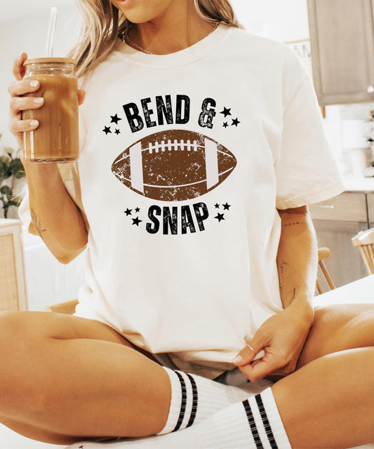 Bend and Snap Distressed Football Graphic Shirt for Women and Teens Funny Fall Sports T-Shirt