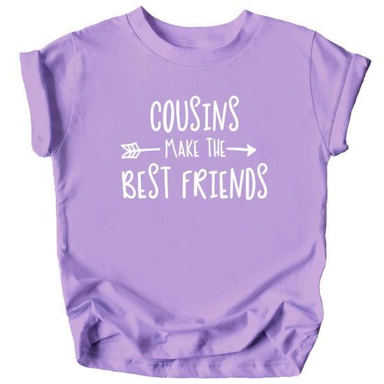 Mauve cousin t-shirt with 'Cousins Make The Best Friend' text for toddler girls