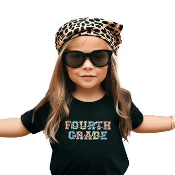 Bold pastel Fourth Grade graphic tee for girls, perfect for back to school outfits and first day of school pictures