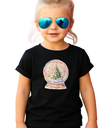 Ink Printed Image NOT a Painted Design - Faux Painted Christmas Tree Snow Globe Shirt for Women, Teens & Kids