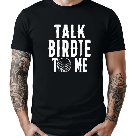 Funny golf shirt design detail showing high quality print on fabric