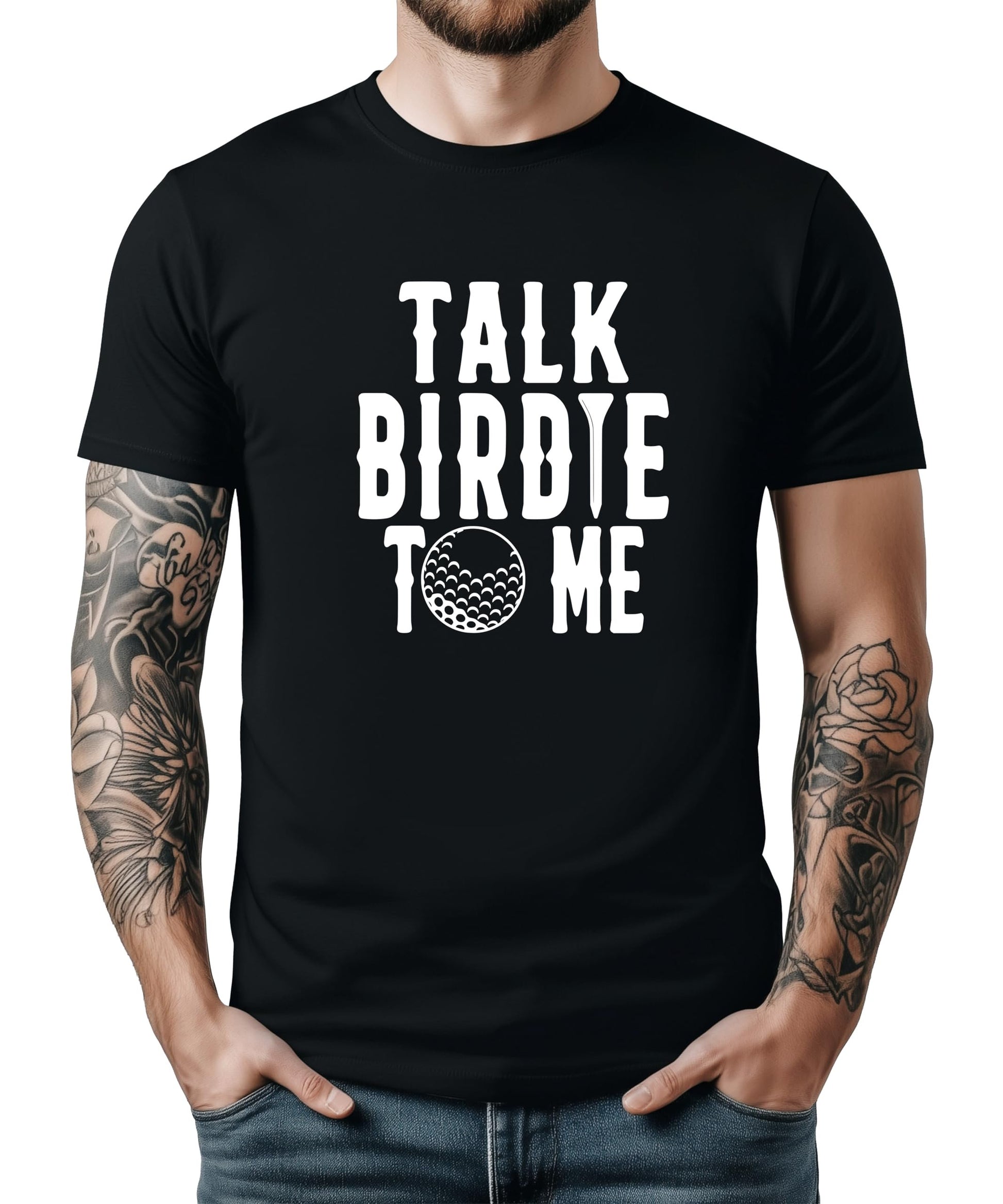 Funny golf shirt design detail showing high quality print on fabric