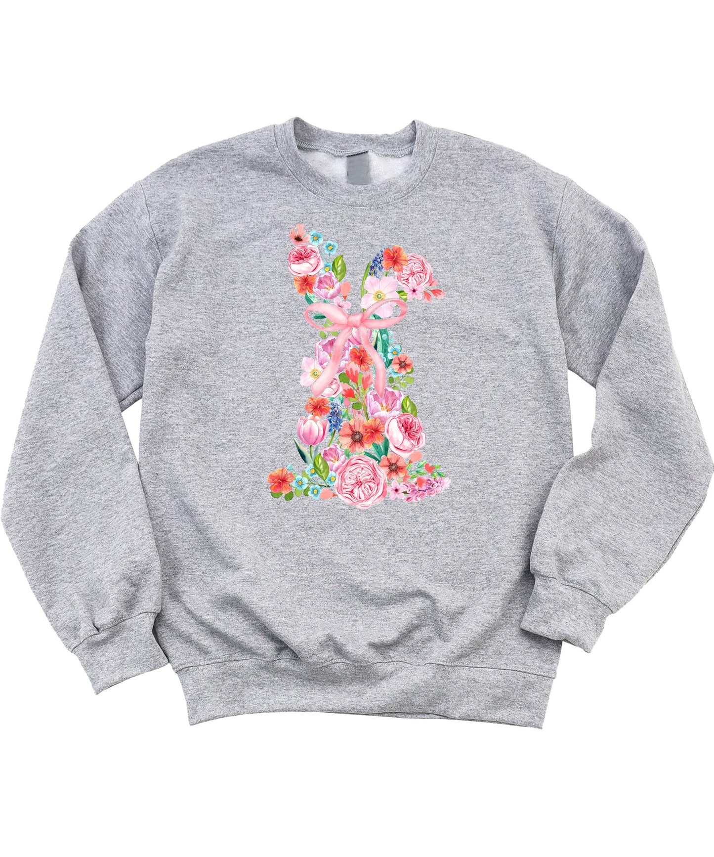 Floral Easter Bunny Sweatshirt for Women Teens and Girls Spring Watercolor Crewneck