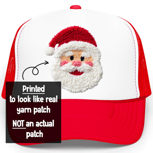 Santa Ink-Printed NOT a Real Yarn Patch Trucker Hat Christmas Unisex Foam Front Classic 5 Panel Mesh Snapback