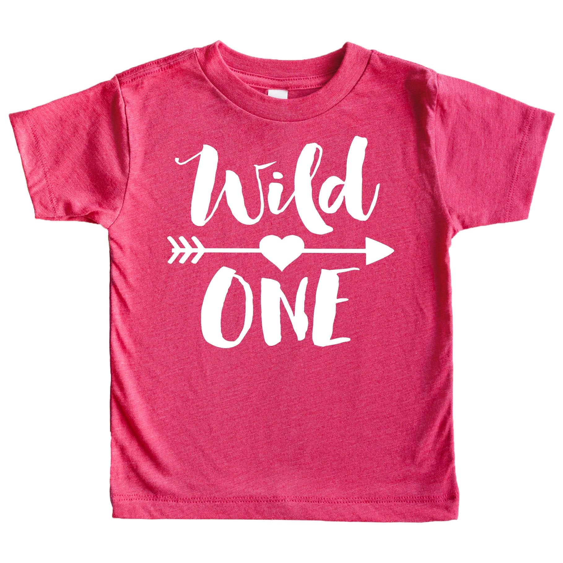 Baby girl wearing Wild One 1st birthday shirt front view
