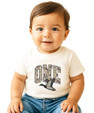ONE 1st Birthday Duck Hunt Shirt – Matching Family Tees for Boys, Girls, Mama & Dad - Sold Individually