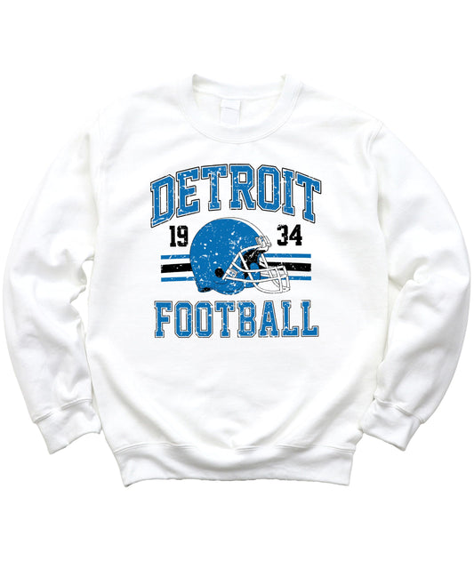 Vintage Detroit 1934 Football Sweatshirt for Men Women and Kids Blue and Black Pullover