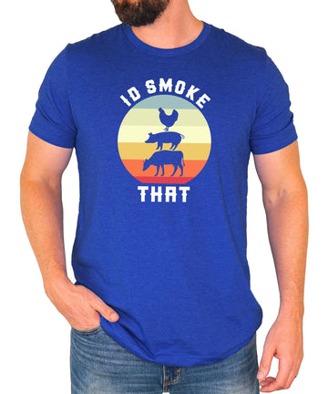 Back or detail view of I'd Smoke That men's black grilling graphic tee