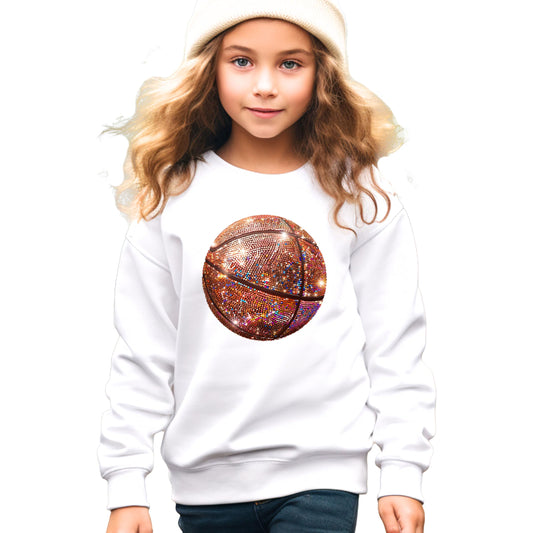 Basketball Faux Glitter Sweatshirt for Girls Trendy Girly Basketball Player Pullover