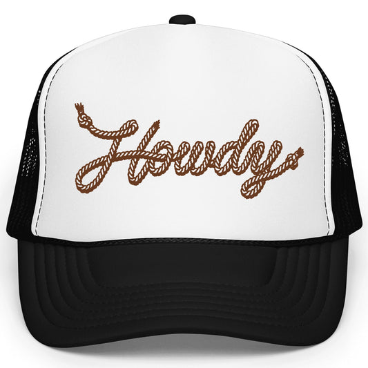 Howdy Trucker Hat for Women and Teens Rope Script Country Adult Classic 5 Panel Mesh Snapback