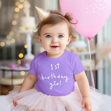 Girls 1st Birthday Shirt | Retro Heart Baby Girl Tee