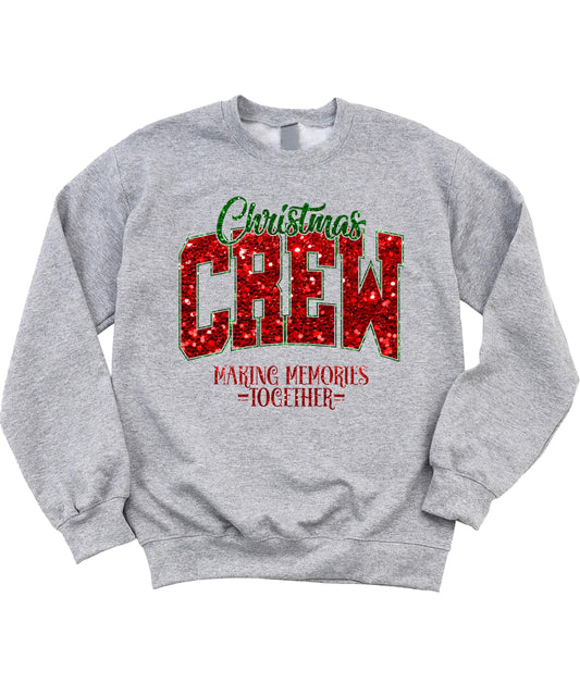 Faux Glitter Christmas Crew Sweatshirt for Women and Teens Red an Green Holiday Pullover